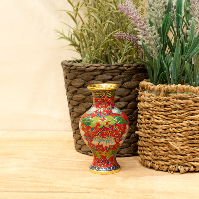 Small Red Floral Cloisonne Vase