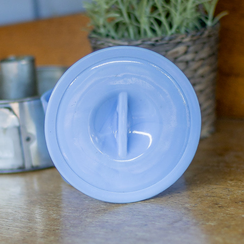 Jeanette Blue Delphite Round Grease Pot with Lid