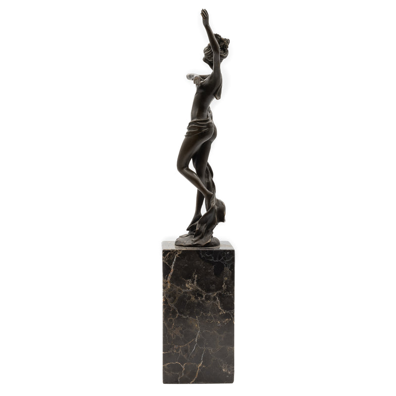 Art Nouveau Style Dancer Statue on Marble Base