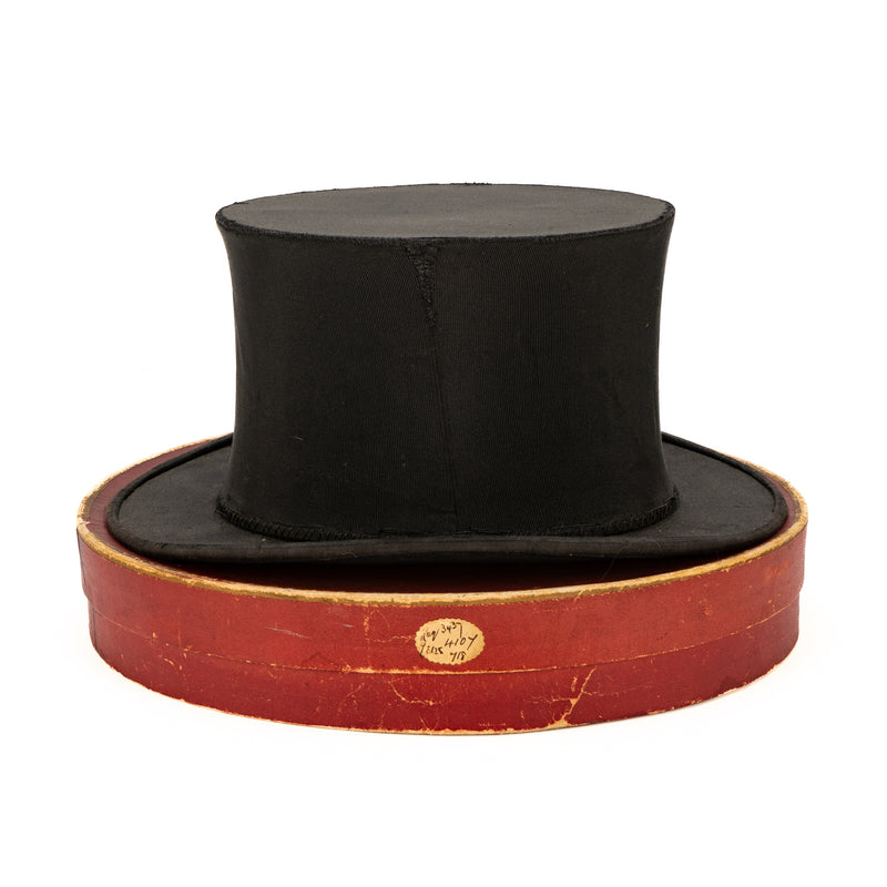 Vintage Christys England Collapsing Top Hat with Eagle Feather & Red Beads