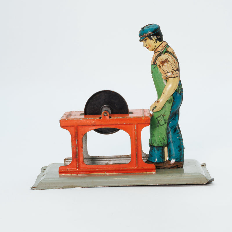 Wilesco Steam Driven Toy Man with Grinding Wheel