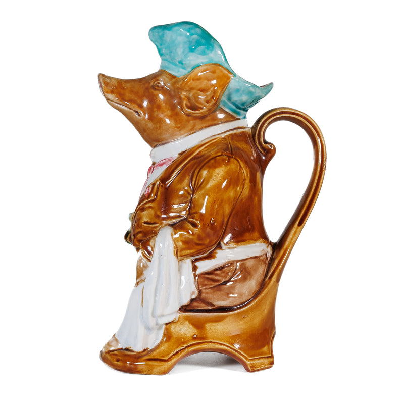 Onnaing France Majolica Barbotine Pig Pitcher