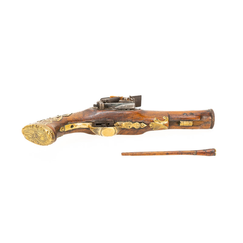Gold Inlaid Spanish Miquelet Blunderbuss Belt Pistol