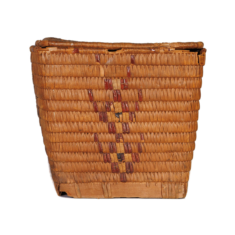 Coast Salish Imbricated Slat Basket with Lid