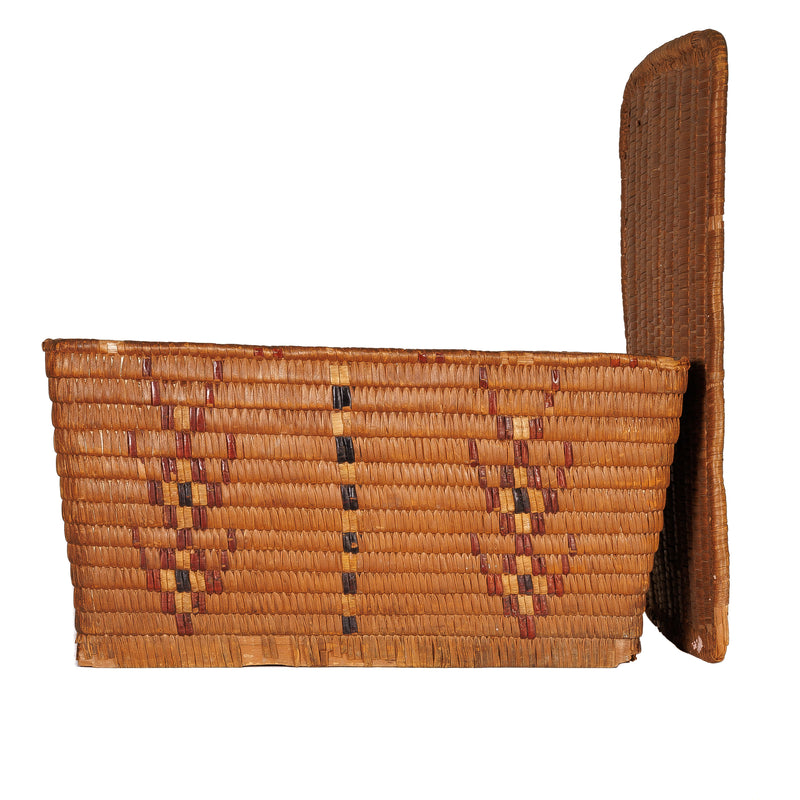 Coast Salish Imbricated Slat Basket with Lid