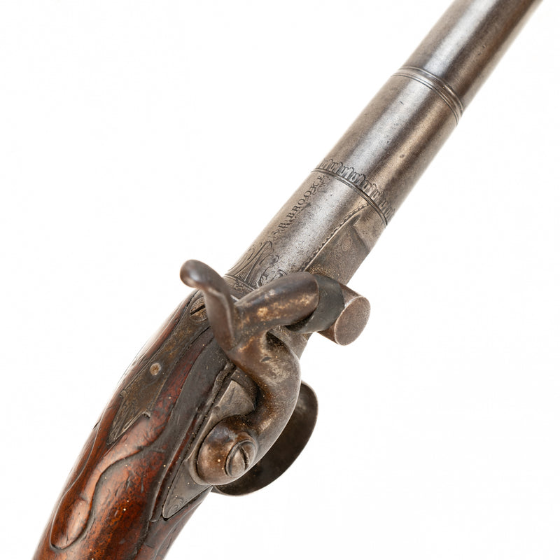 Early 18th Century Silver Mounted Benjamin Brooke Queen Anne Pistol with Case