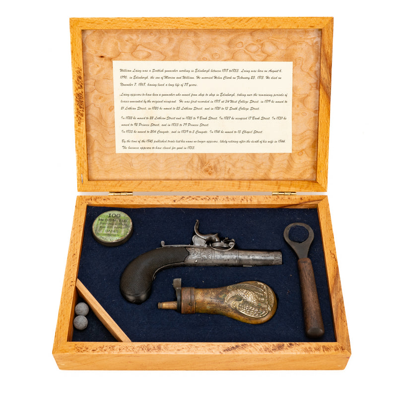William Laing Cased 47 Cal. Top Hat Percussion Pistol