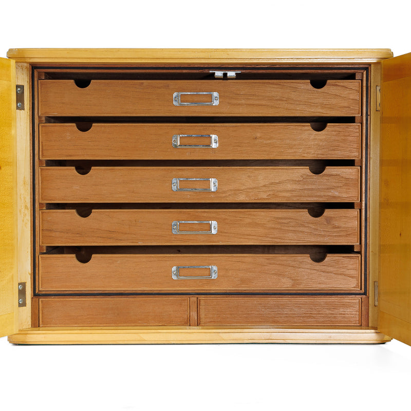 Burlwood Veneer 5 Drawer Cigar Humidor