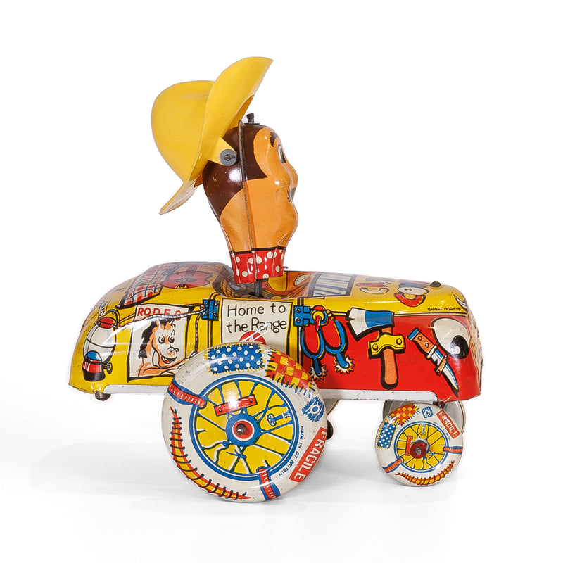 Mettoy Wind Up Tin Crazy Cowboy