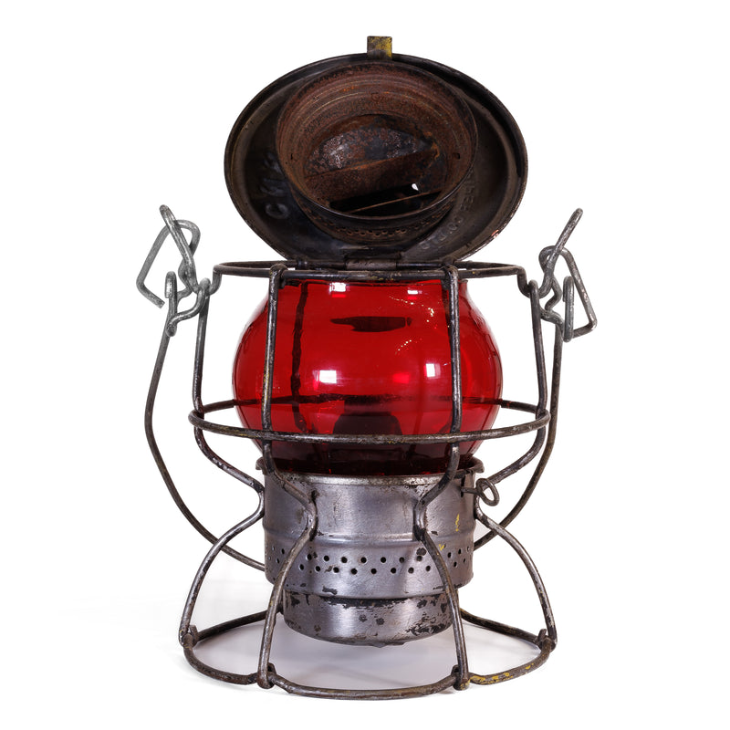 Hiram Piper Canadian National Railway Lantern with Red Glass