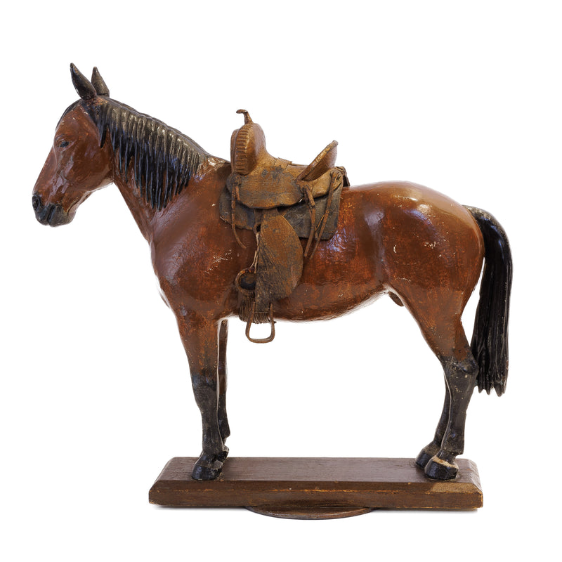 Horse Sculpture with Western Saddle