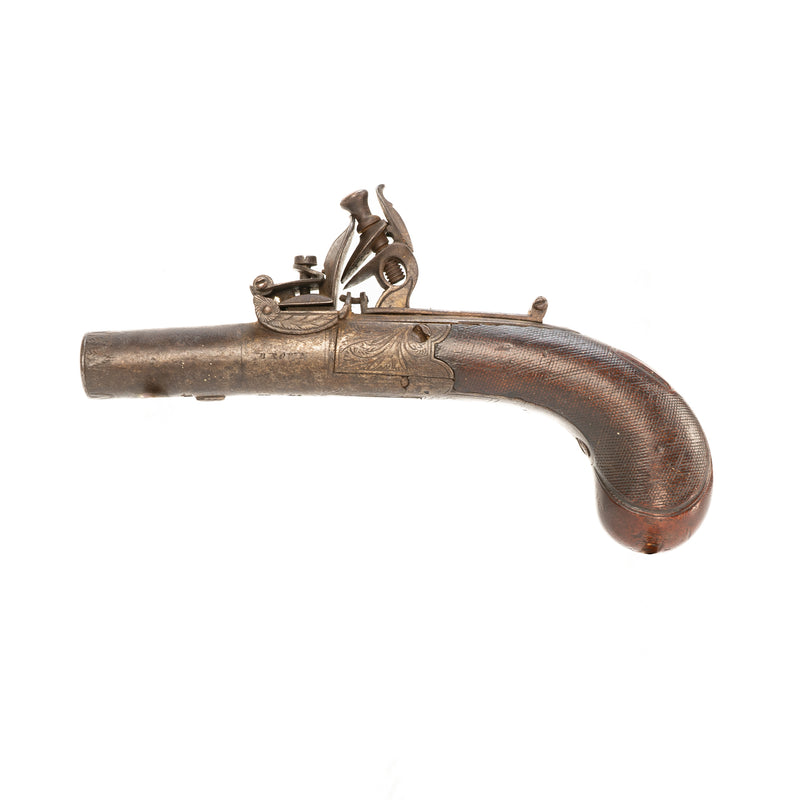 Brown London Flintlock Box-Lock Pocket or Muff Pistol