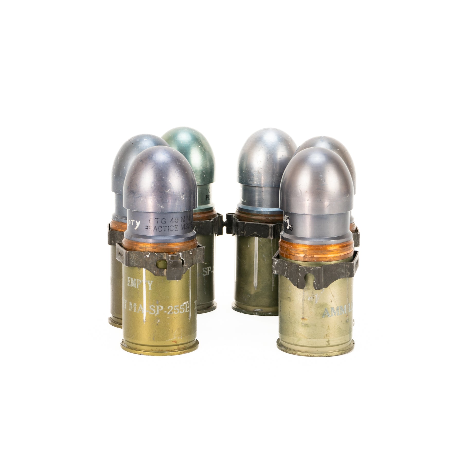 M386 Set of 6 Linked Inert 40mm High Velocity M385 Target Practice Rounds ...