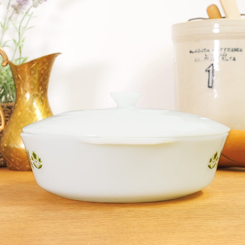 Fire King Meadow Green Casserole Dish with Lid