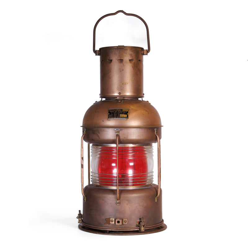 Nippon Sento Brass & Copper Red Fresnel Lens Nautical Lantern