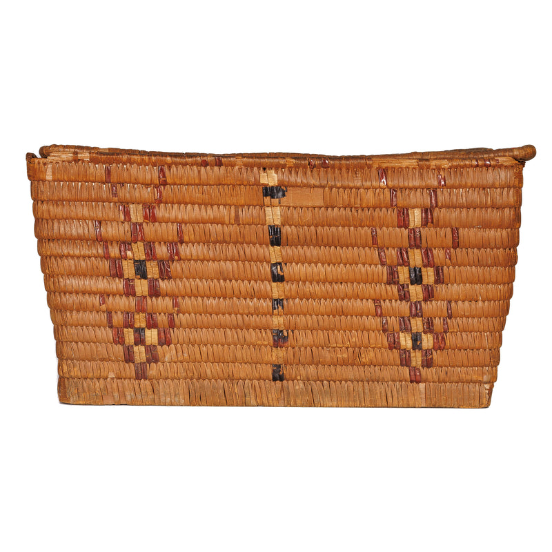 Coast Salish Imbricated Slat Basket with Lid