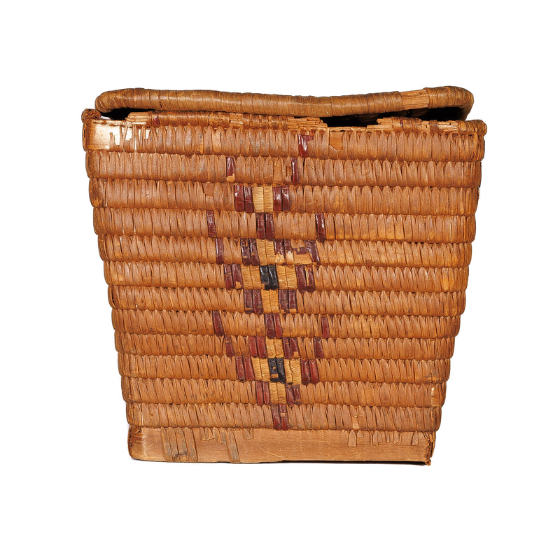 Coast Salish Imbricated Slat Basket with Lid