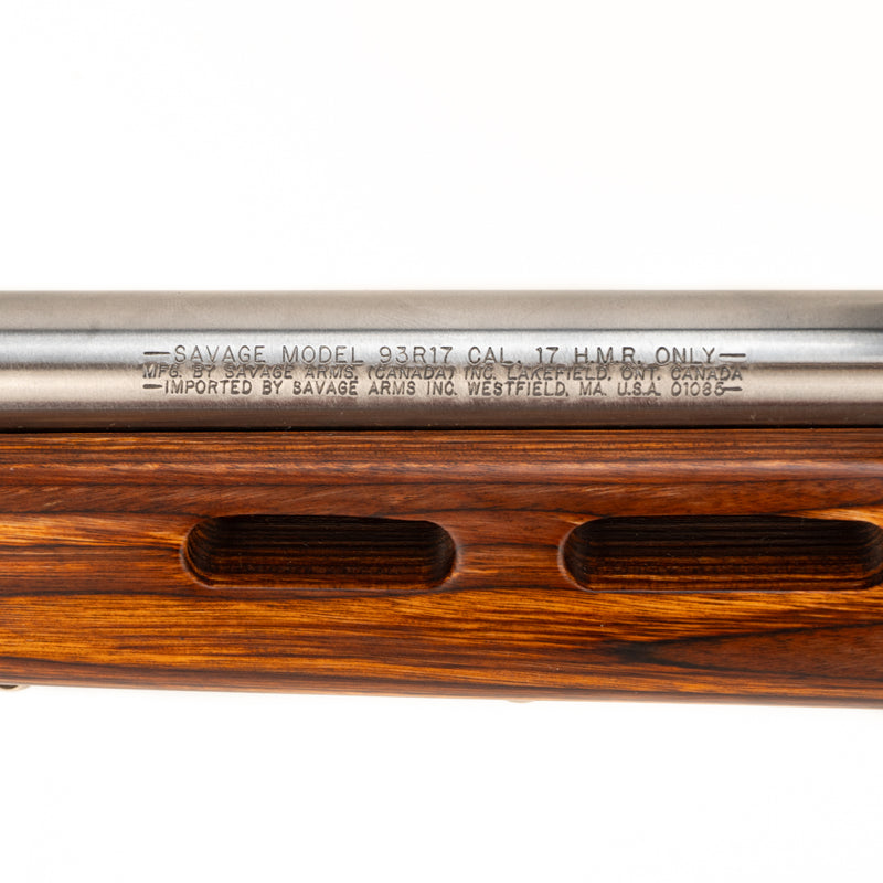 Savage 93R17-BTVS Bolt Action Stainless Steel Thumbhole Stock Rifle: .17 H.M.R.