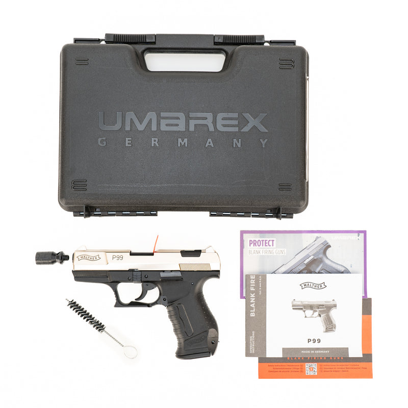 Walther P99 Semi-Auto Blank Firing Pistol (Nickel) : 9mm P.A.K.