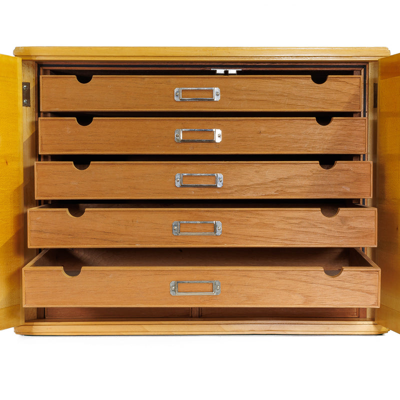 Burlwood Veneer 5 Drawer Cigar Humidor