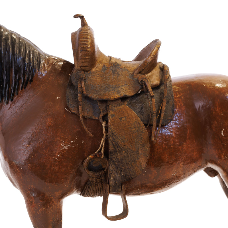 Horse Sculpture with Western Saddle