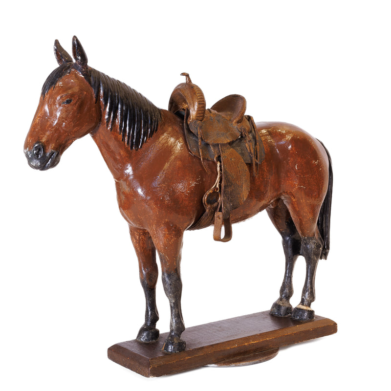 Horse Sculpture with Western Saddle