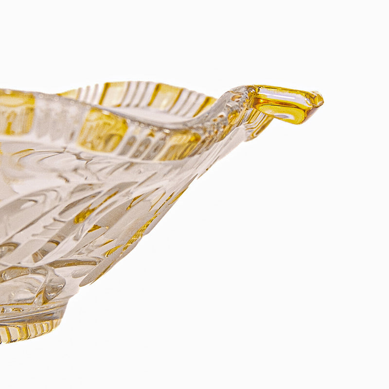 Foral & Yellow Cut Glass Candy Bowl