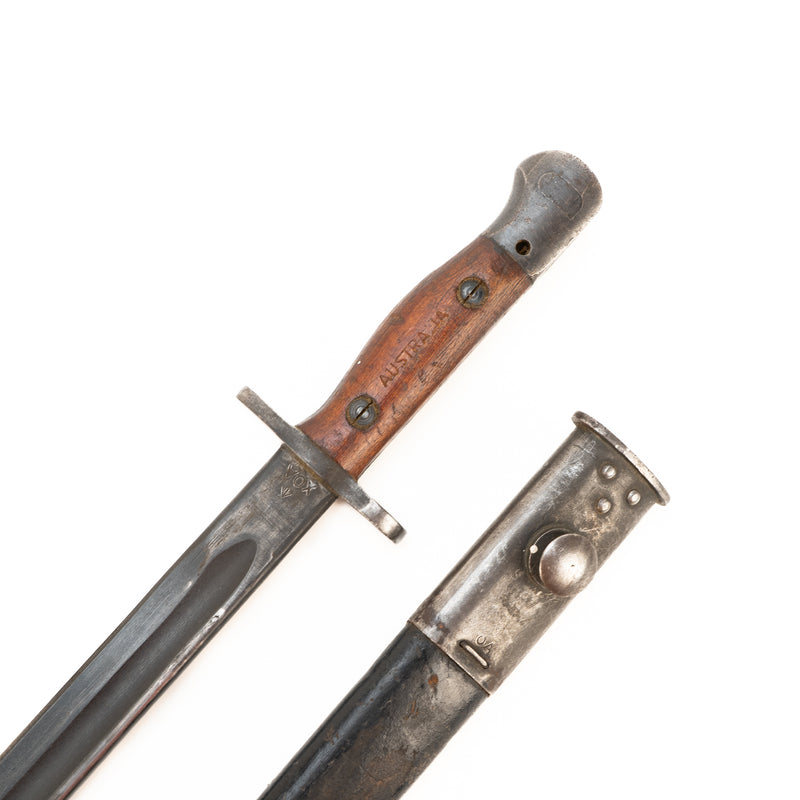 WWII Australian P1907 Orange Arsenal SMLE Bayonet with Scabbard