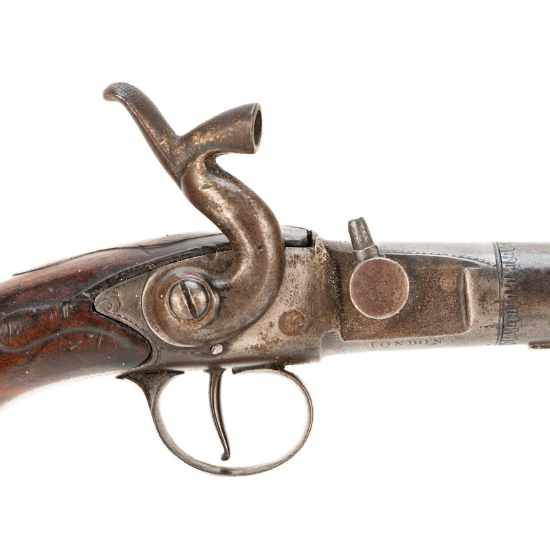 Early 18th Century Silver Mounted Benjamin Brooke Queen Anne Pistol with Case