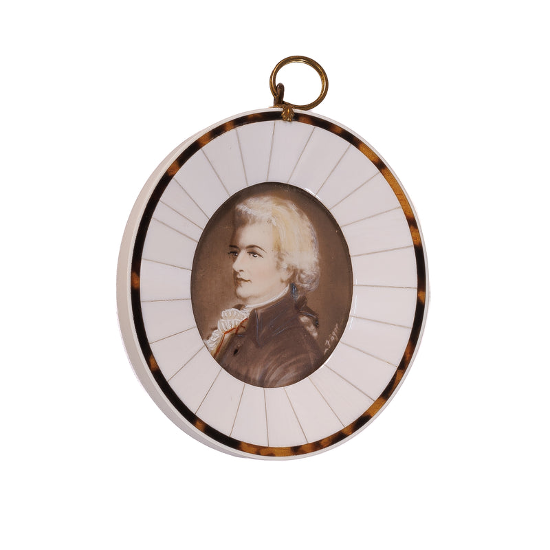 Miniature Framed Portrait of Mozart on Ivory