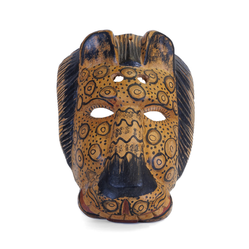 Guatemalan Hand Carved Smiling Jaguar Mask