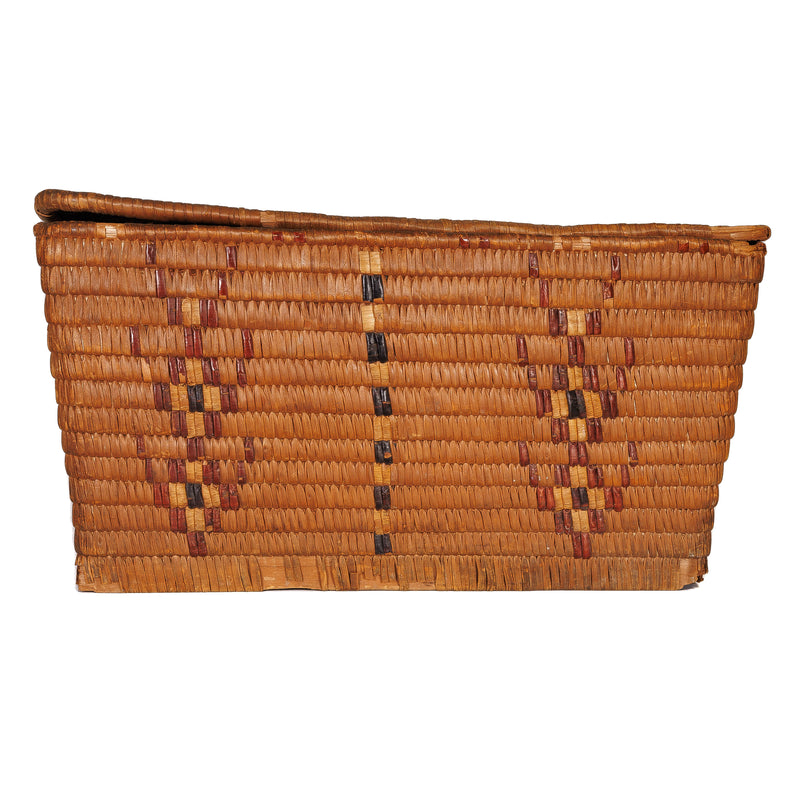 Coast Salish Imbricated Slat Basket with Lid