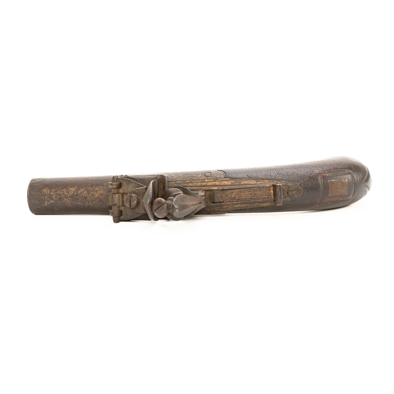 Brown London Flintlock Box-Lock Pocket or Muff Pistol