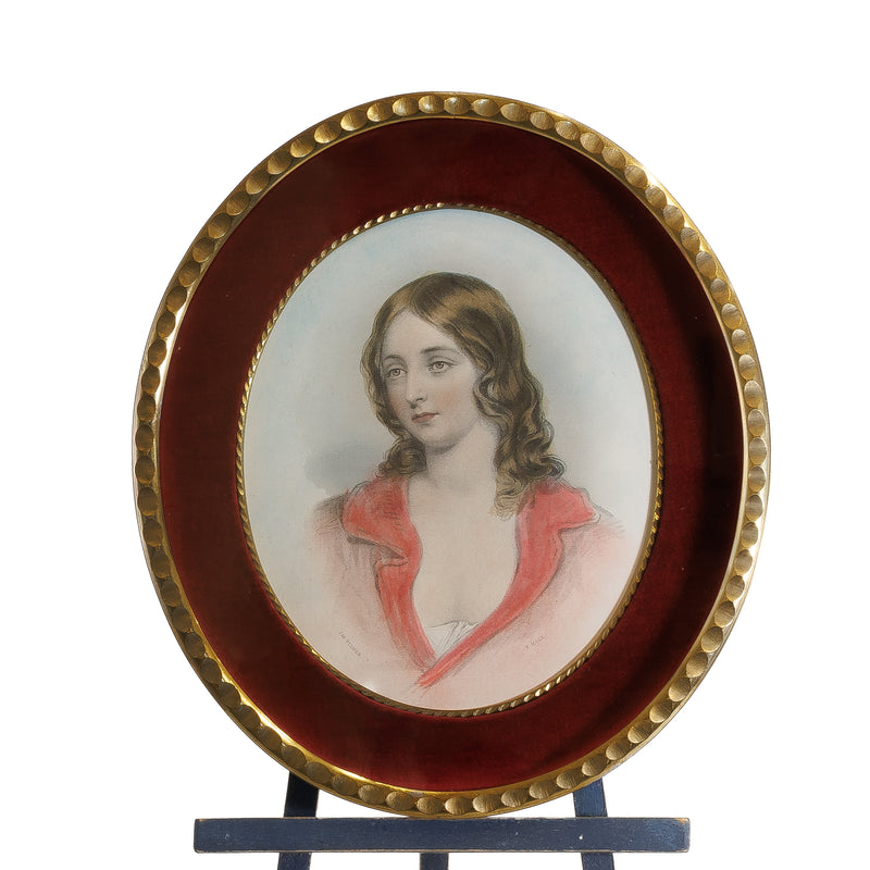 19th Century Oval Framed Portrait Engraving by F. Holl after James Fisher