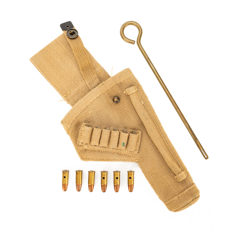 WWII P37 Tanker Khaki Holster with Brass Cleaning Rod & Inert .380 Rounds