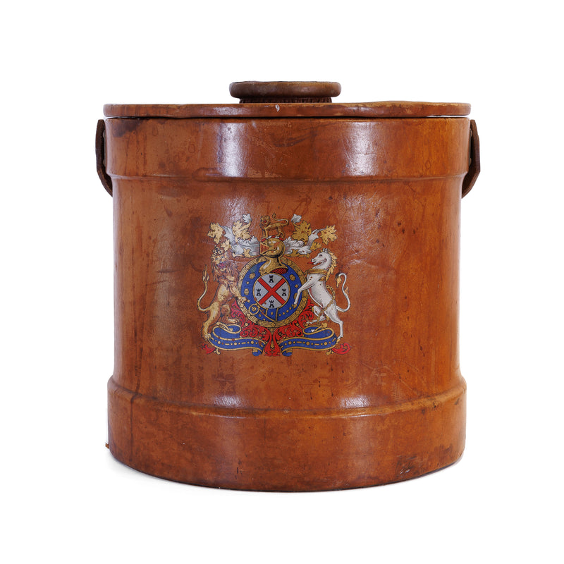 Leather Ice Bucket with Royal Coat of Arms