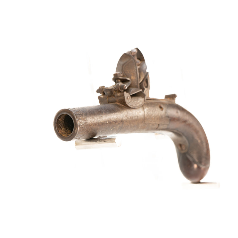 Brown London Flintlock Box-Lock Pocket or Muff Pistol