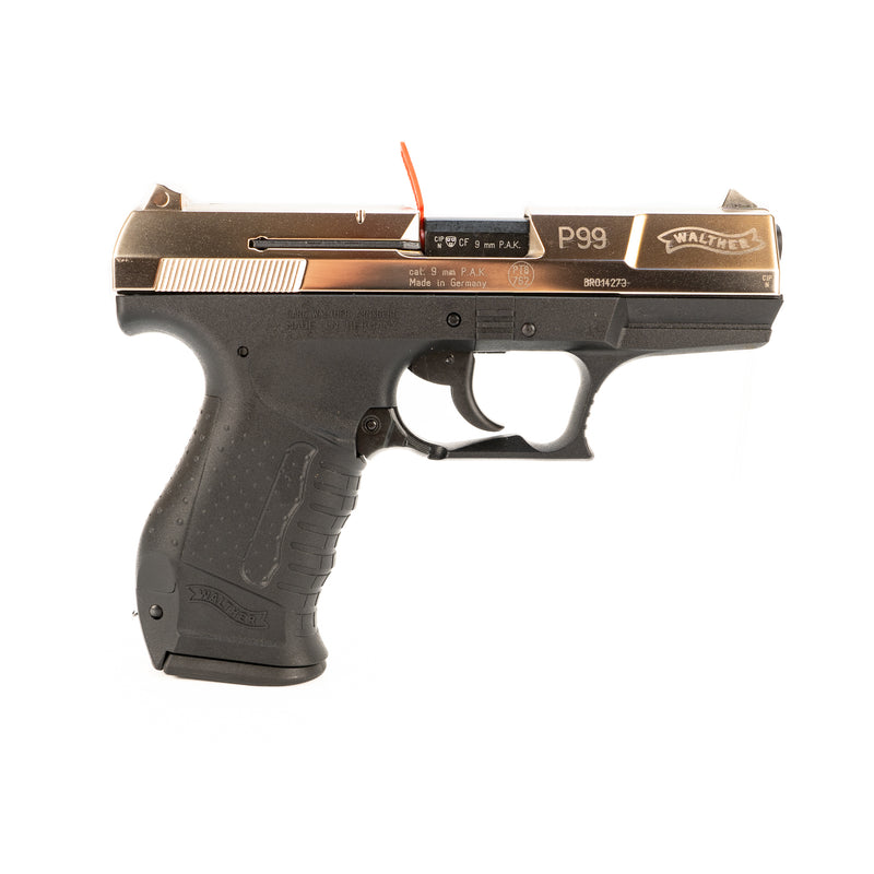 Walther P99 Semi-Auto Blank Firing Pistol (Nickel) : 9mm P.A.K.
