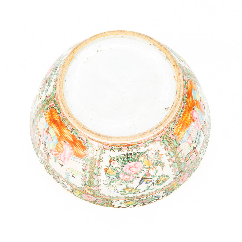 Large 19th Century Chinese Rose Medallion Punch Bowl