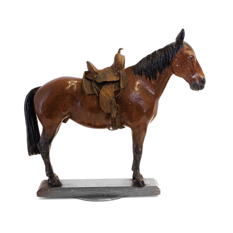 Horse Sculpture with Western Saddle