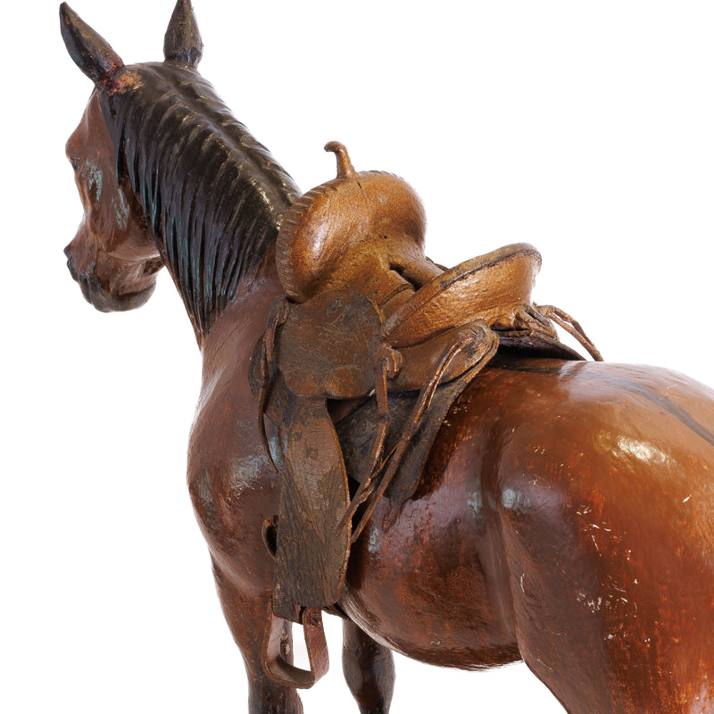 Horse Sculpture with Western Saddle