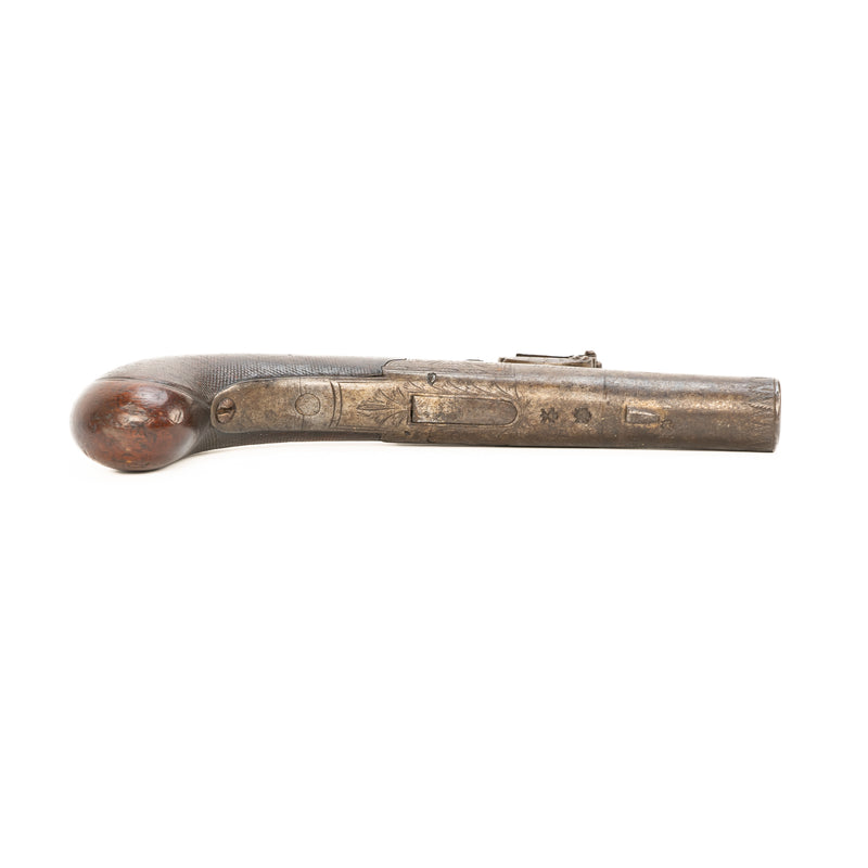Brown London Flintlock Box-Lock Pocket or Muff Pistol