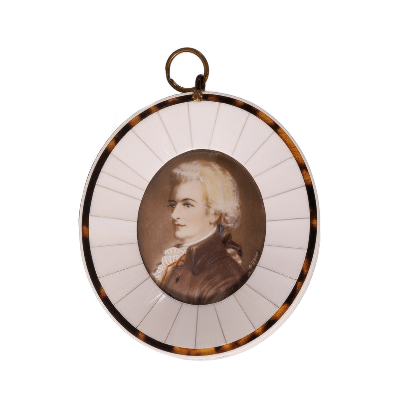 Miniature Framed Portrait of Mozart on Ivory