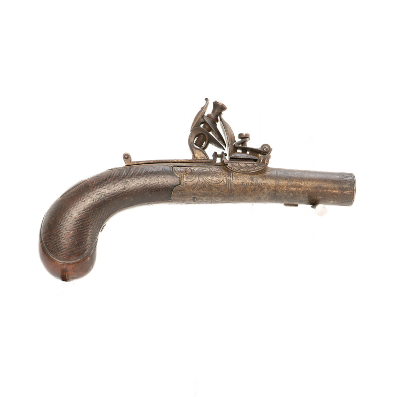 Brown London Flintlock Box-Lock Pocket or Muff Pistol