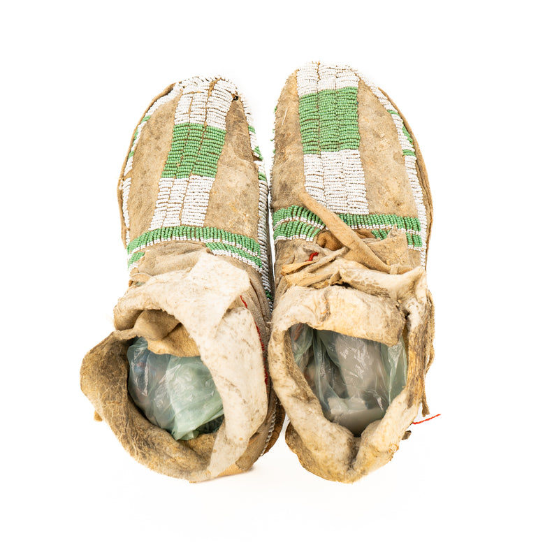 Early Sioux Plains Indian Beaded Moccasins : Circa 1870