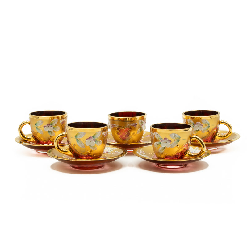 RL Czechoslovakia Bohemian Glass Tea Set