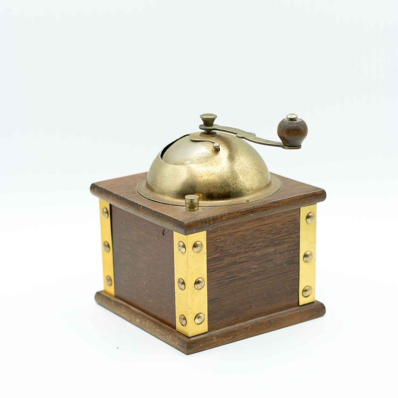 Wood Coffee Grinder with Brass Corners