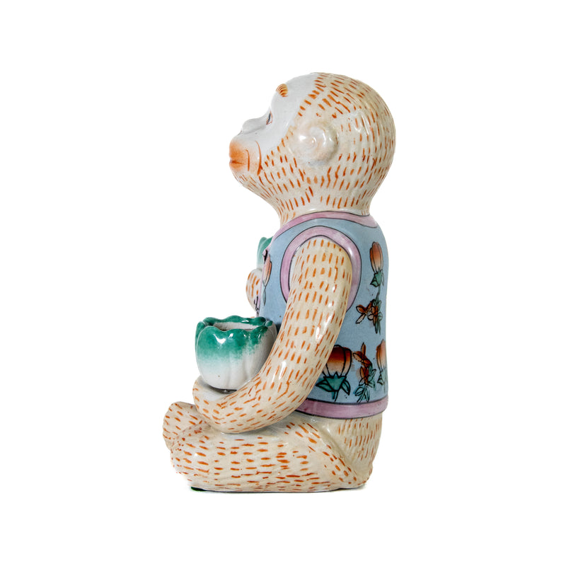 Ceramic Chinoiserie Monkey Candle Holder