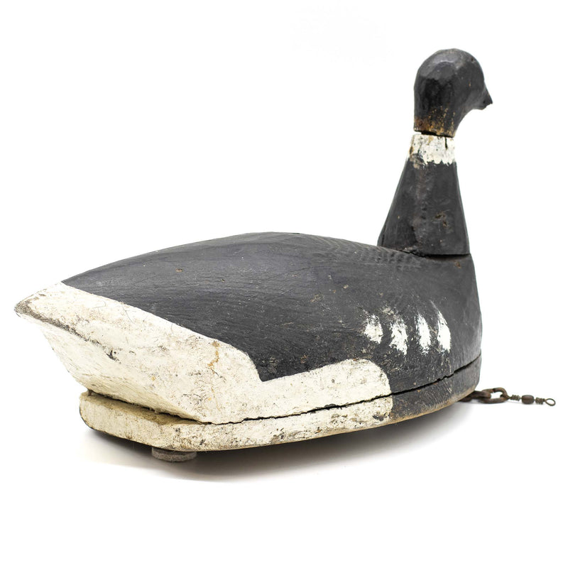 Hand Carved & Painted Brant Goose Decoy with Chain Rigging