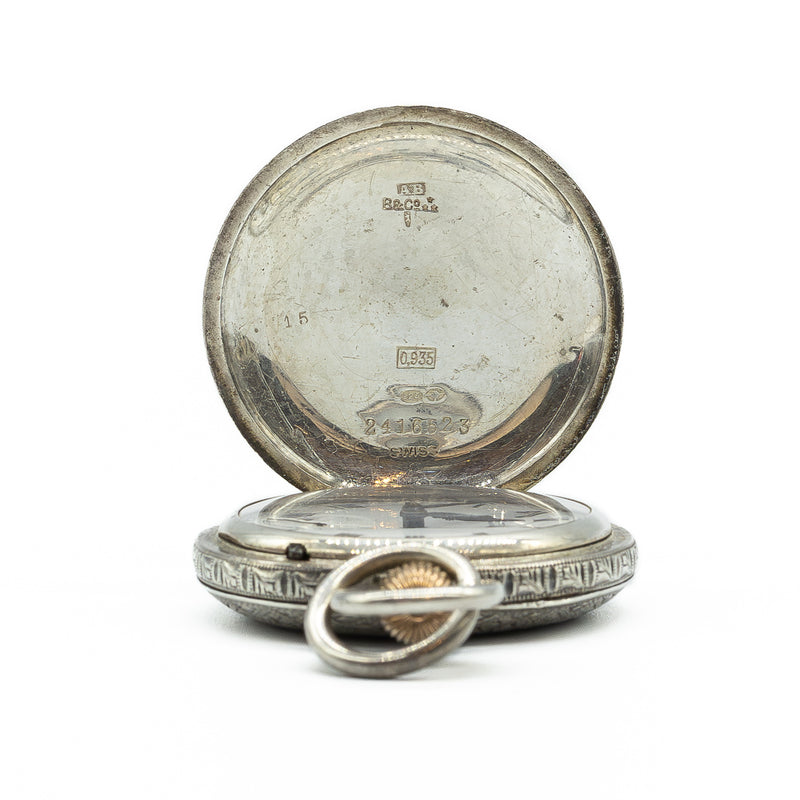 Baume Longines Sterling Silver Hunter Cased Pocket Watch